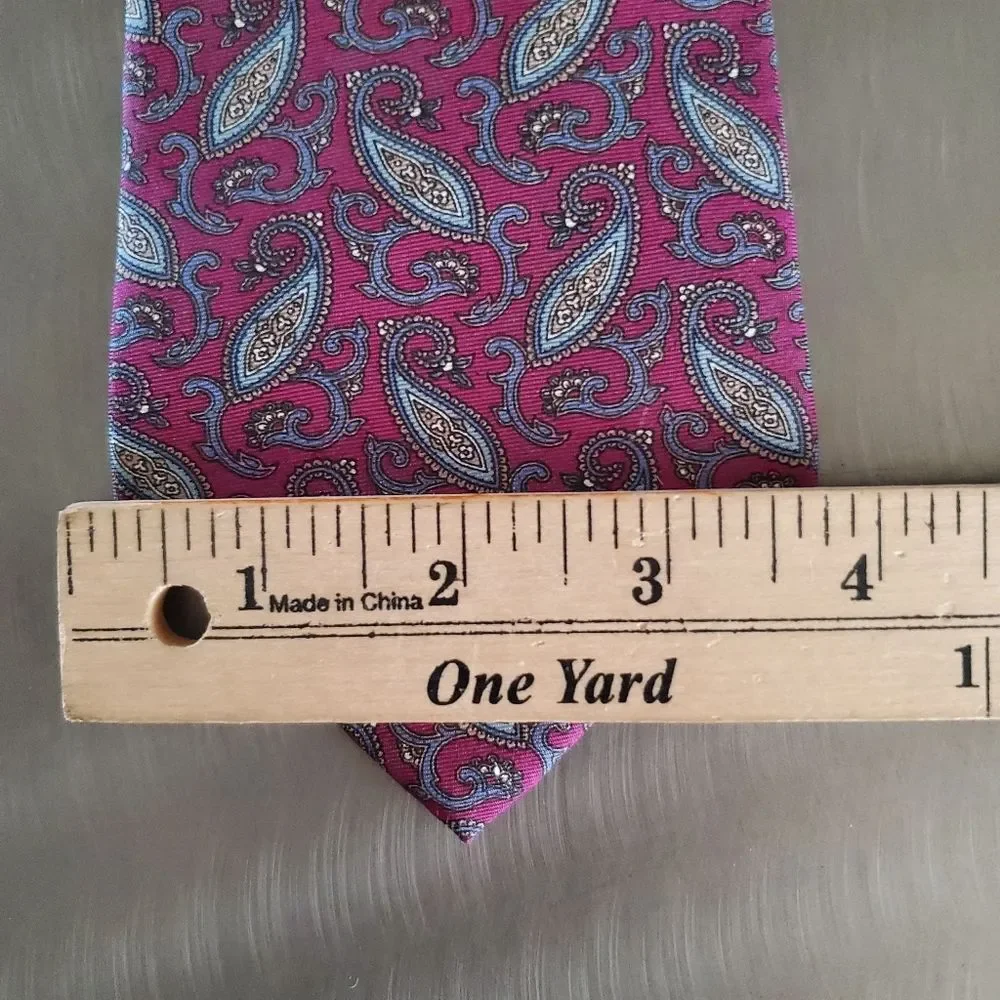 Vintage Christian Dior All Silk Paisley Necktie Burgundy Made in USA